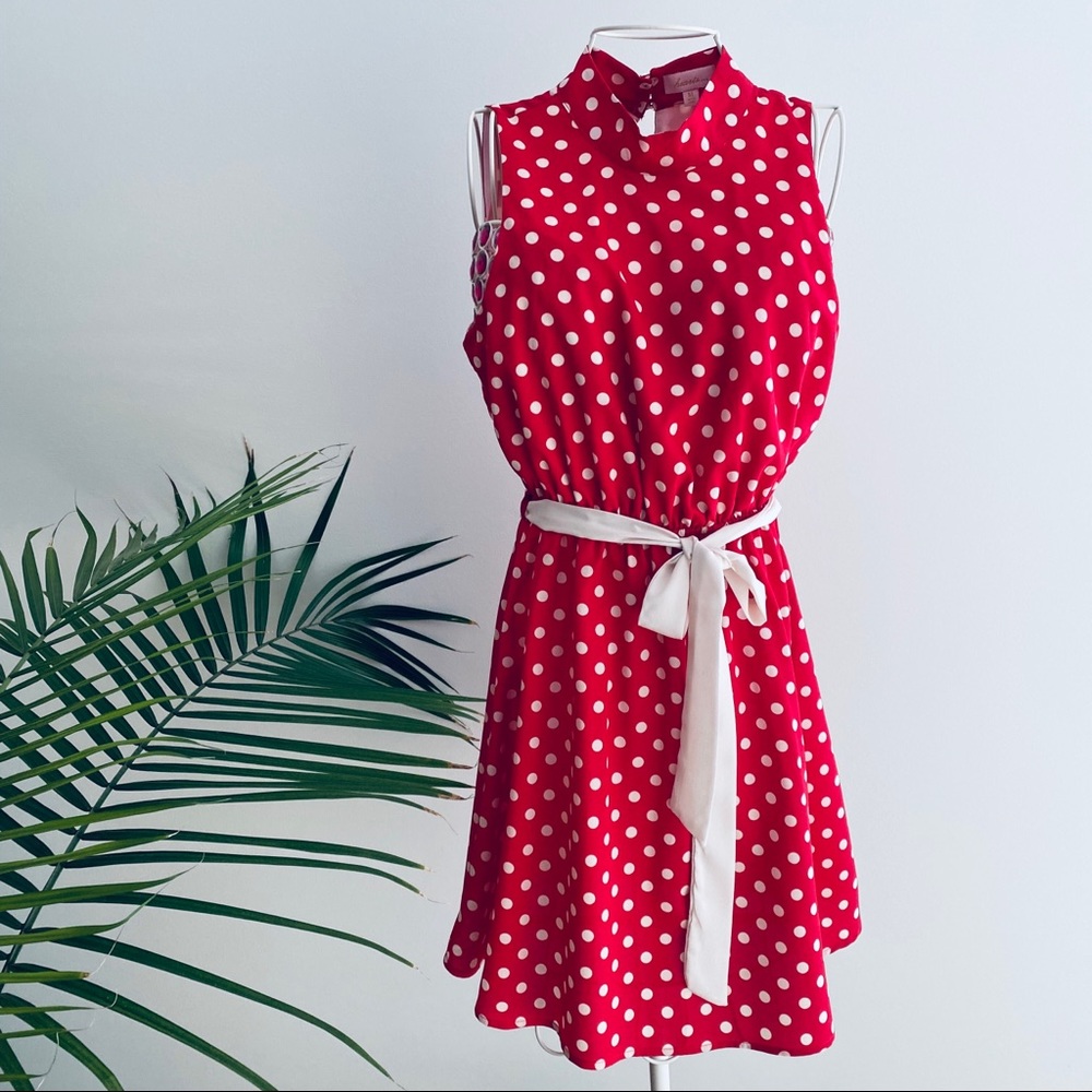 Hearts Red/Ivory Polka-Dot Dress - M